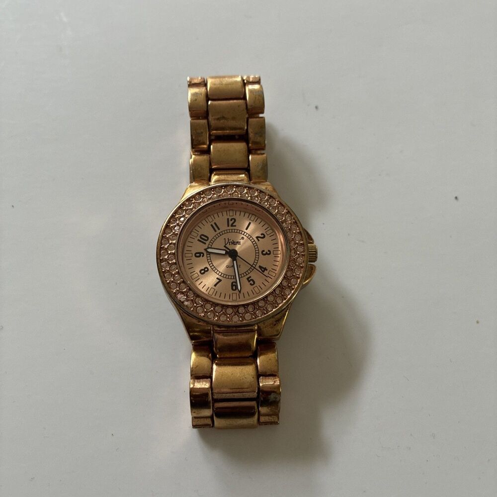 Vivani Womens Quartz VTG Rare Watch AW-804-125 Rose Gold Tone Bracelet